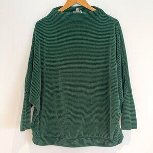 Chenault Woman Green Dolman Long Sleeves Textured Pullover Sweater Size 2X